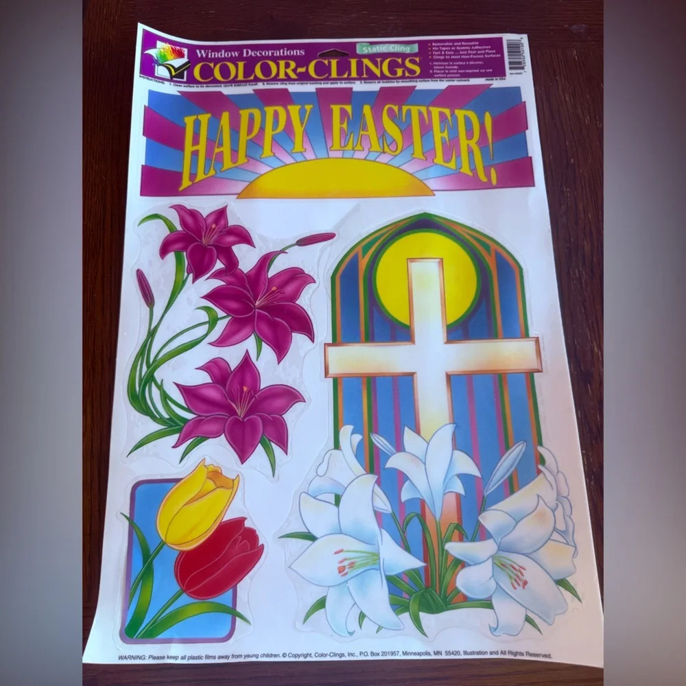 Vintage Easter window cling decorations lot bunnies eggs ducks flowers‎